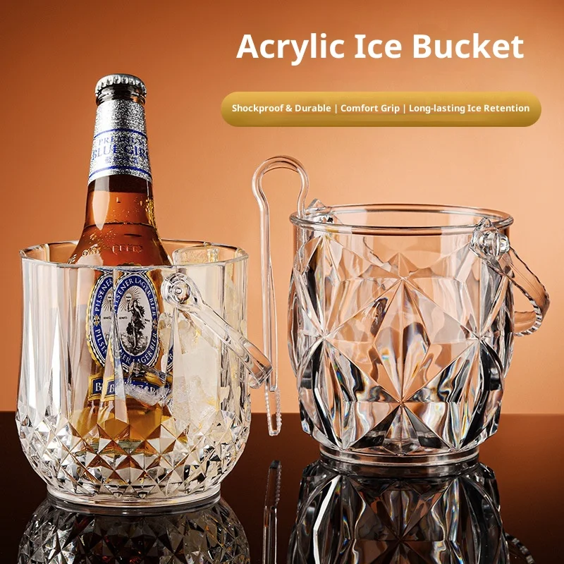 

Acrylic Ice Bucket for Bars Home Small Beer Barrel Trendy Storage Bucket for Ice Blocks Ideal for Home Use And Parties
