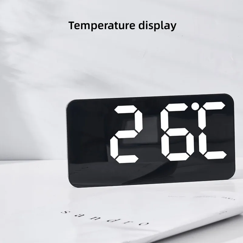 Sprachsteuerung, große digitale Wanduhr, Temperatur, Datum, Woche, DST, Schlummer-Tischuhr, 12/24 Stunden, Dual-Alarm, Wand-LED-Uhr – Detail 7