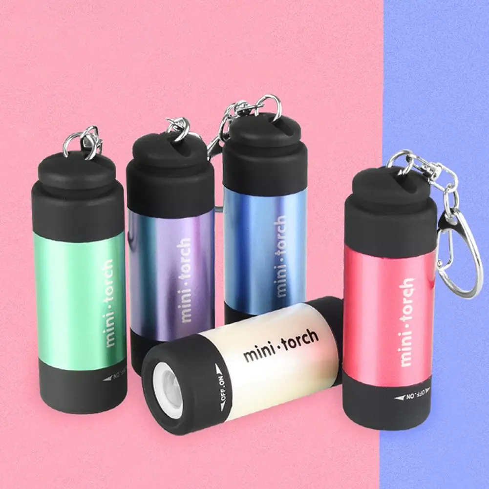Mini Flashlight Pocket-sized Keychain Light USB Keychain Flashlights Small Key Torch for Camping Hiking Emergency 1 Pa Q0S6