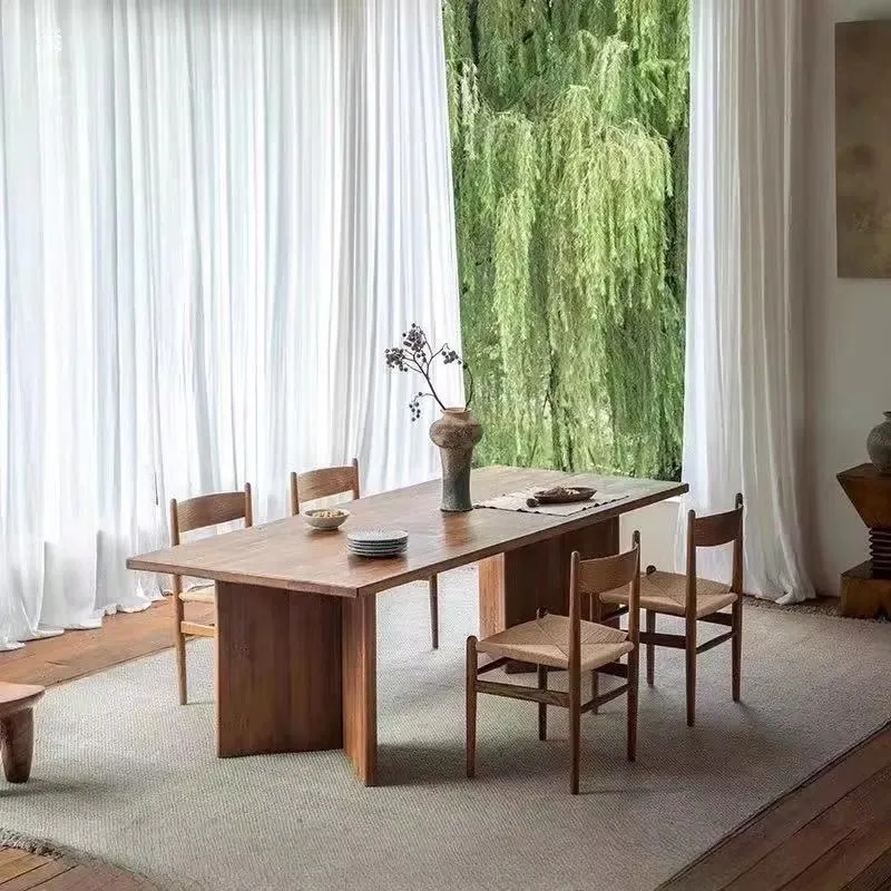 Modern European Solid Wood Dining Table and Chair Set Durable Eco Friendly Handmade for Hotel School