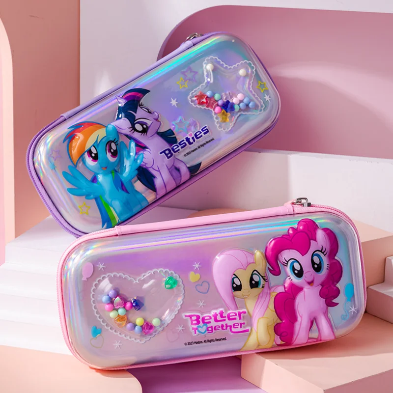 Anime Kawaii My Little Pony Stationery Box Girls Eva Three-Dimensional Pencil Box Cartoon Cute Student Large Capacity Pencil Bag