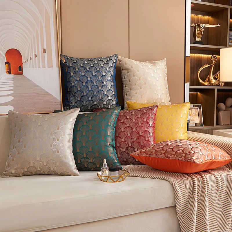 1pc/lot 45 x 45cm Deluxe Contemporary Gold Fan-Shaped Half Round Home Woven Cushion Cover Interior Decorative Square Pillow Case