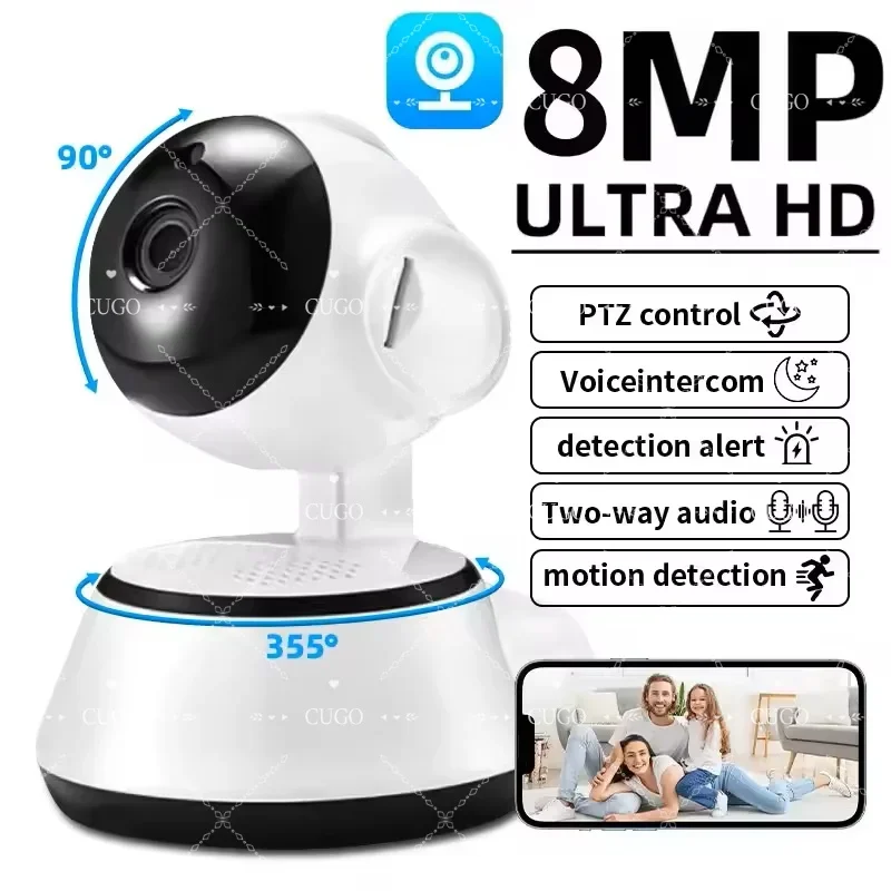 

8MP 4K Smart Mini WiFi IP Camera Wireless Intelligent Auto Tracking Two-Way Audio Baby Pet Monitor Surveillance Camera For Home