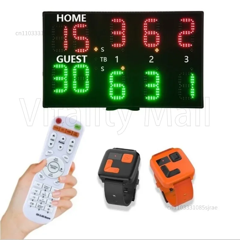 

Dual Control Rechargeable Indoor Padel Court Scoring Display LED Electronic Digital Tennis Scoreboard with Remote & Wrist Watch