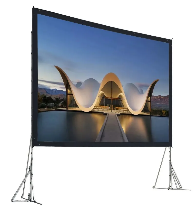 180 Inch 4:3 Quick Fold Projector Screen 4K HD Rear Projection with Flight Case for Large Outdoor Events Movie Theater