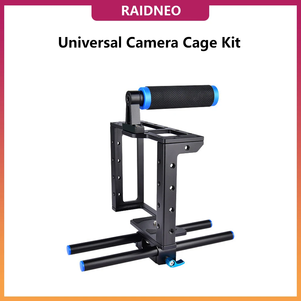 

Universal Camera Cage kit Video Shooting Stabilizer Bracket Rig with Top Handle 15mm Rods for Sony Nikon Canon Panasonic DSLR