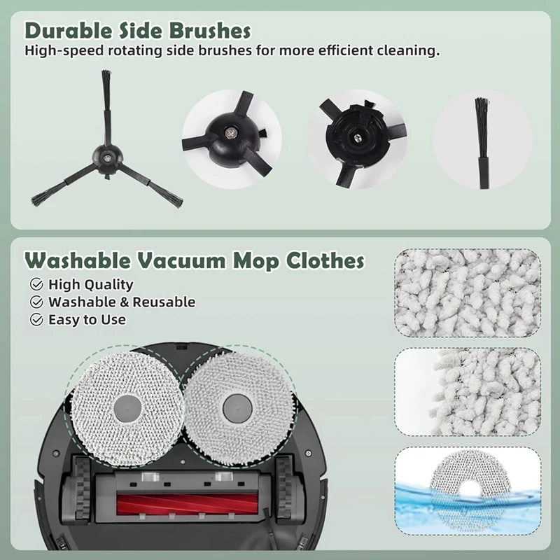 Roborock-q REvoロボット掃除機,メインサイドブラシ,HEPAフィルター,モップクロス,布パッド,ダストバッグ,アクセサリーキット