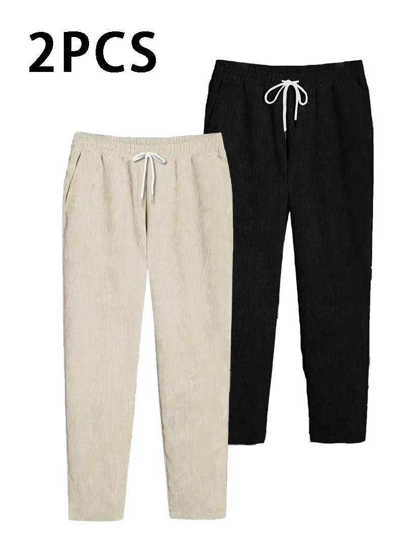 

Мужские однотонные повседневные брюки на шнурке, модные весенне-осенние брюки для покупок, путешествий