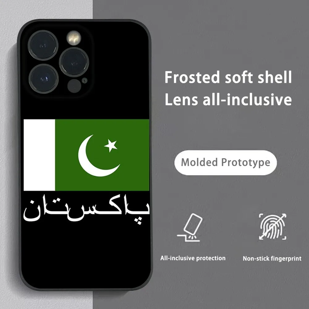 Flag Of Pakistan Pattern Phone Case For IPhone 16 15 14 13 12 11 Pro Max Plus Mini Frosted Soft Shell Funda