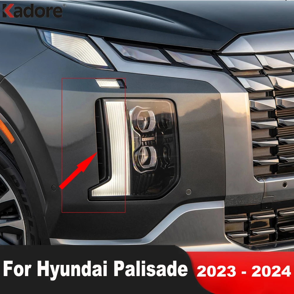 

Accessories For Hyundai Palisade 2023 2024 Carbon Fiber Car Front Fog Light Lamp Eyebrow Cover Trim Foglight Eyelid Molding Trim