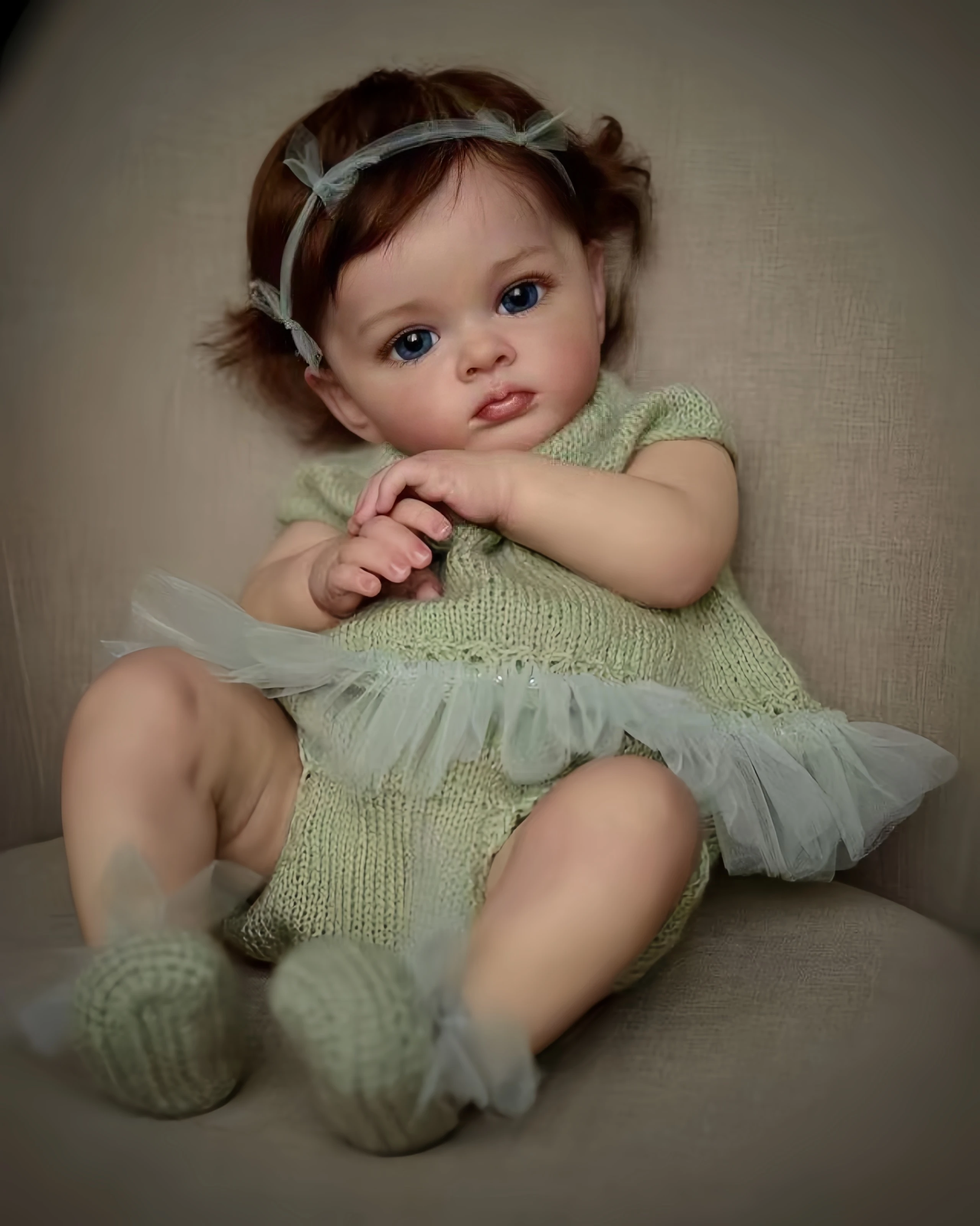 

Cokela 60cm / 24inch Realistic Baby Doll Cute Vinyl Doll Real Soft Touch Kid Toy Doll Hand-Rooted Hair Silicone Reborn Baby