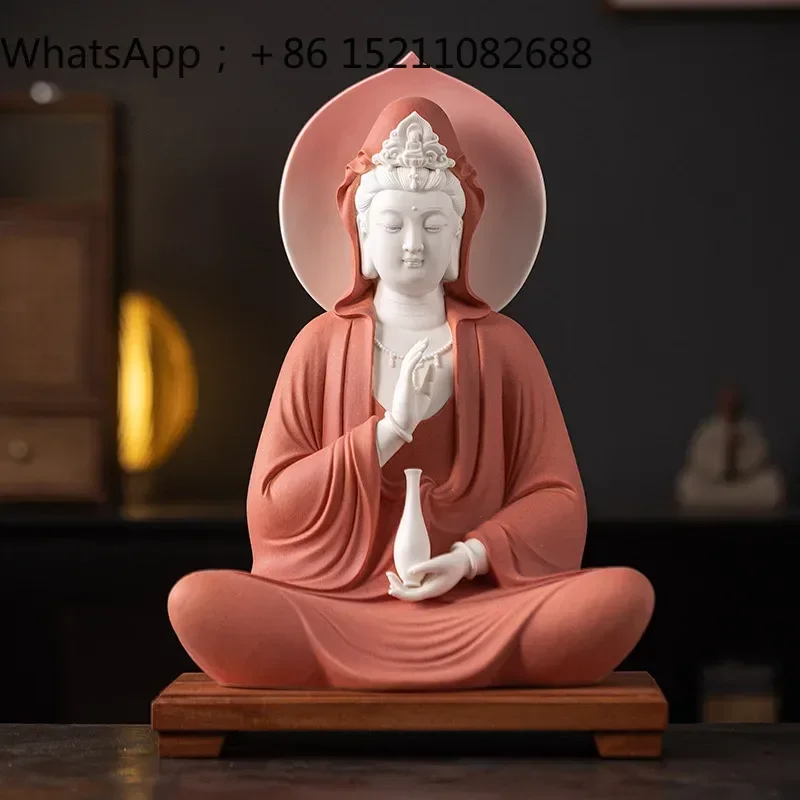 SCY ceramic Guanyin Bodhisattva ornament Guanyin Buddha statue is dedicated to Guanyin home furnishing living room decoration