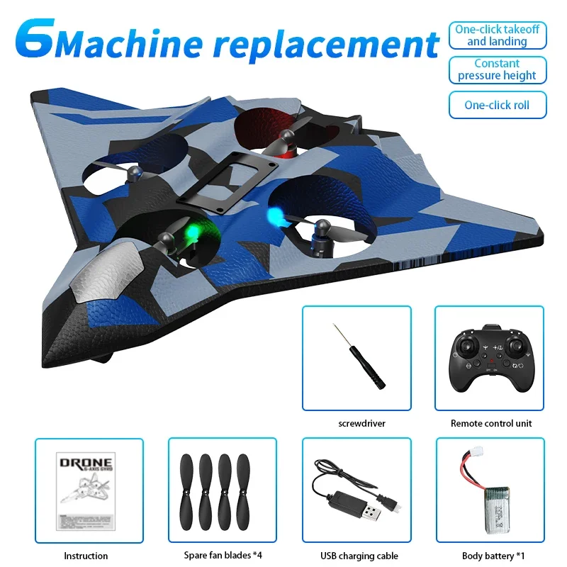 

Glider Flying Foam Plane 6Ch Helicopter Rc Jet Plane 2.4G Stunt Remote Control Fighter Airplane Toy with Light