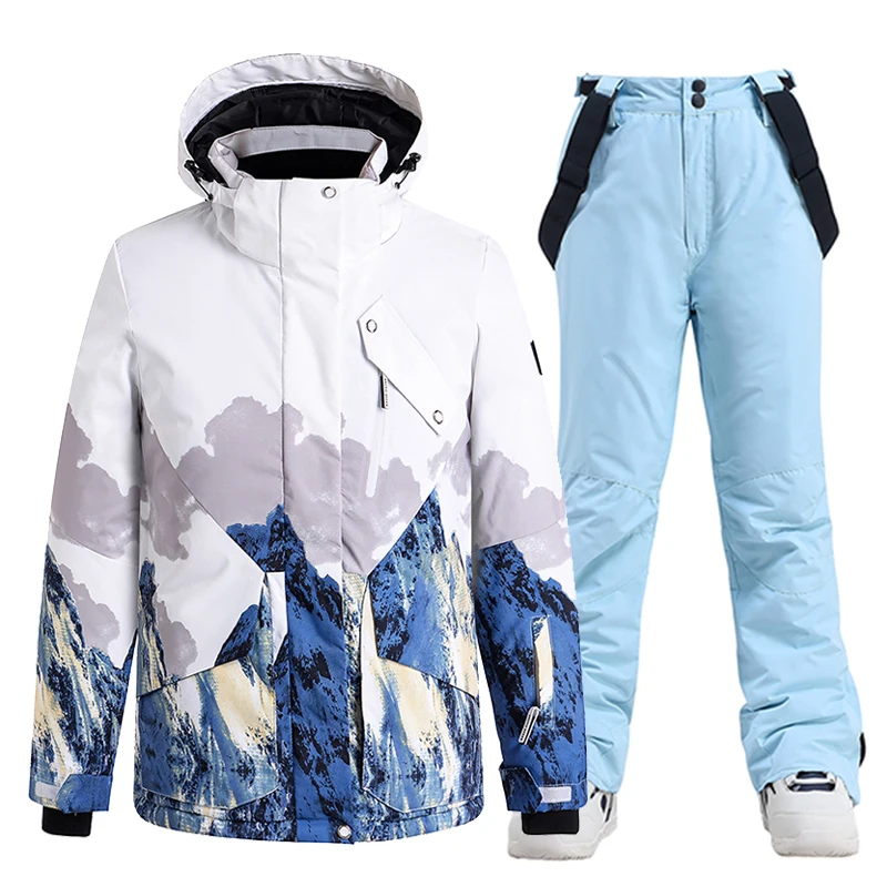 

New Couples Fashion Ski Overalls Women Outdoor Thick Warm Snow Jacket Skiing Snowboard Suit Waterproof Windproof Ice Costumes