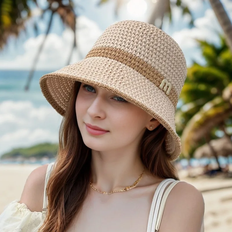 

Summer Sun Hat Children's Fashion Versatile Basin Big Brim Dome Casual Sunscreen Breathable Hollow Bucket Hat