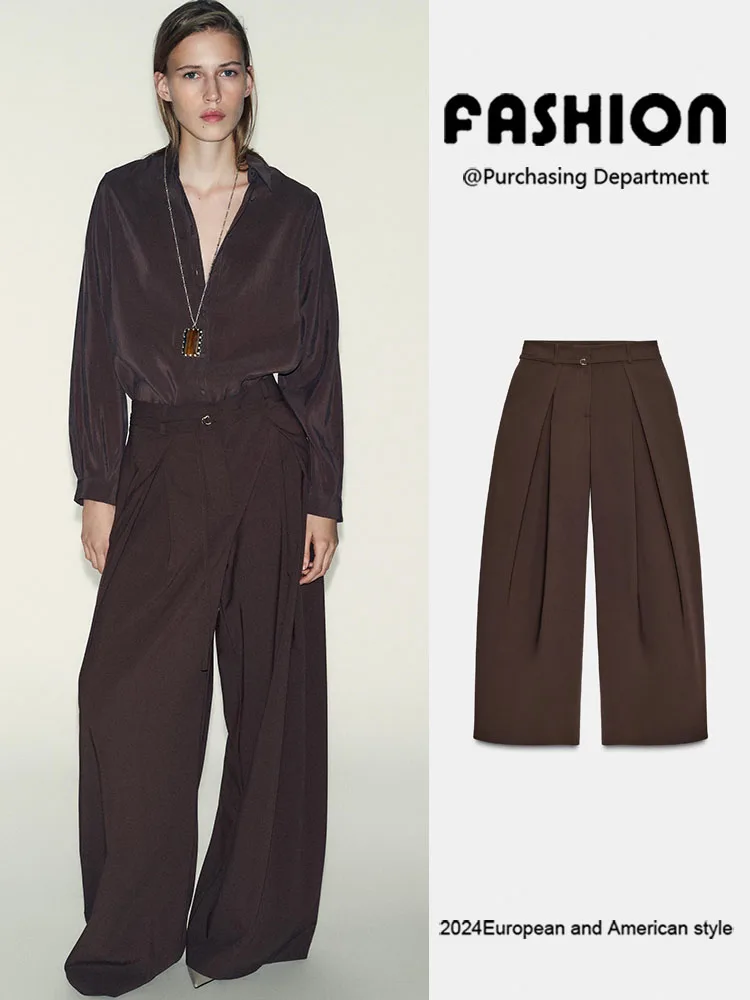 

New Winter Women's Faion High Waist Pleated Slim Belt Loose Pants Ele Personali Long Pants Traditional Chinese Sle