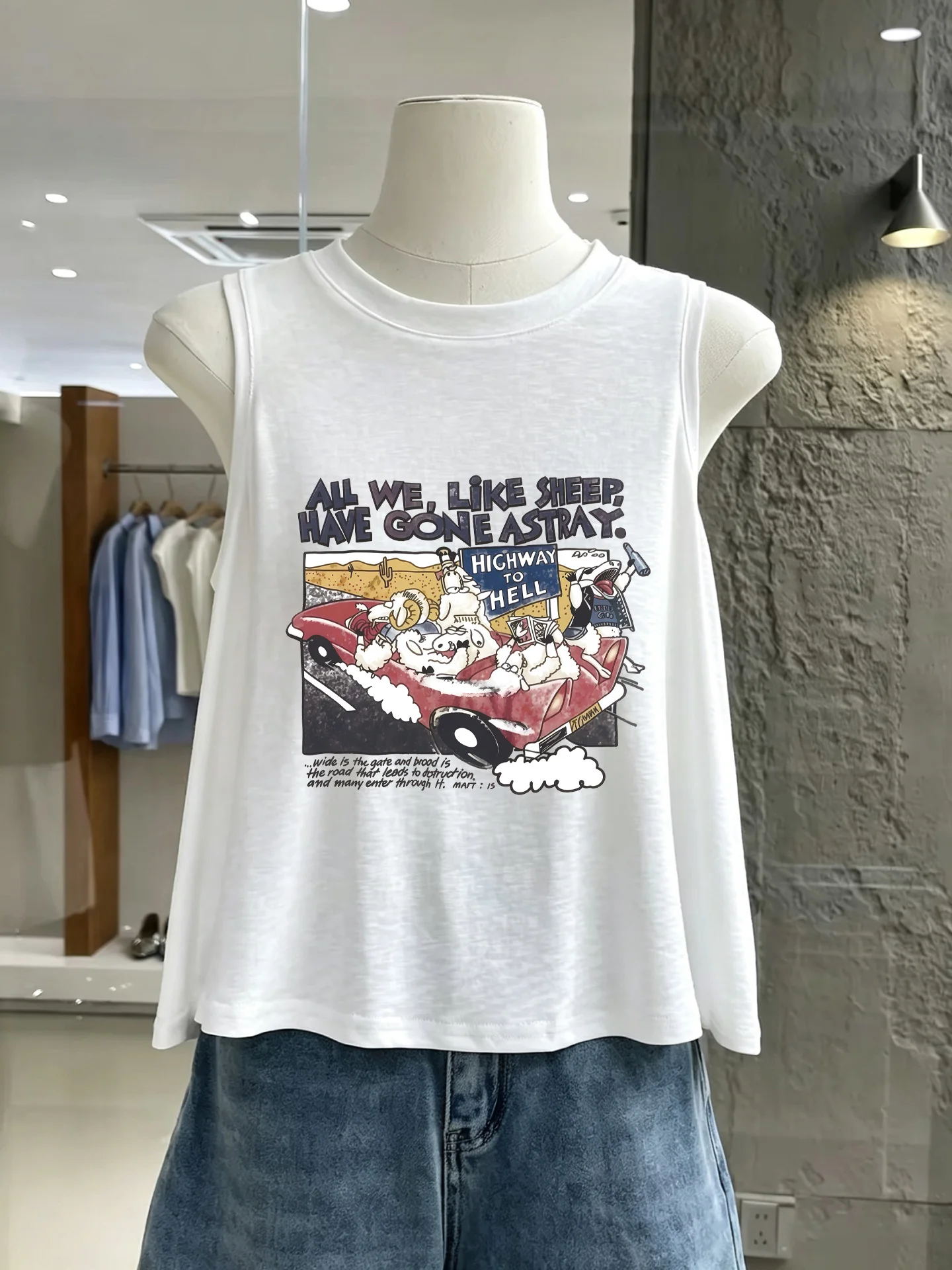 Simple Style  Color A-Line Wide Hem Bamboo Cotton Sleeveless Vest Soft Comfortable Casual Versatile Top Women's Fashion