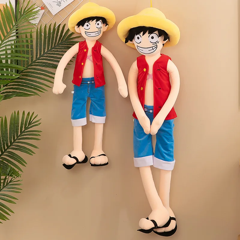 85-125 ซม.One Piece น่ารัก Luffy ของเล่นตุ๊กตา Kawaii ขนาดใหญ่ Luffy Sleep หมอนเบาะตุ๊กตาสัตว์ตุ๊กตาของขวัญวันเกิดสําหรับเด็ก