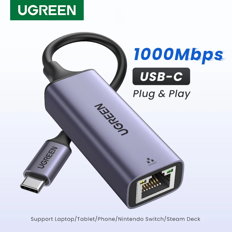 UGREEN USB Ethernet Adapter USB3.0 1000Mbps USB-C RJ45 for PC Macbook Laptop Nintendo Switch Smartphone Linux USB-A Network Card