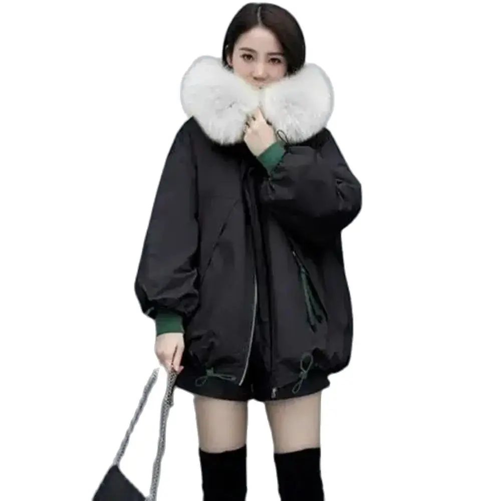 

Warm School In Autumn And Winter Overcomes The Tide Of Women's 2024 Explosion Eiderdown Cotton Fashion Fur Collar JacketTide.