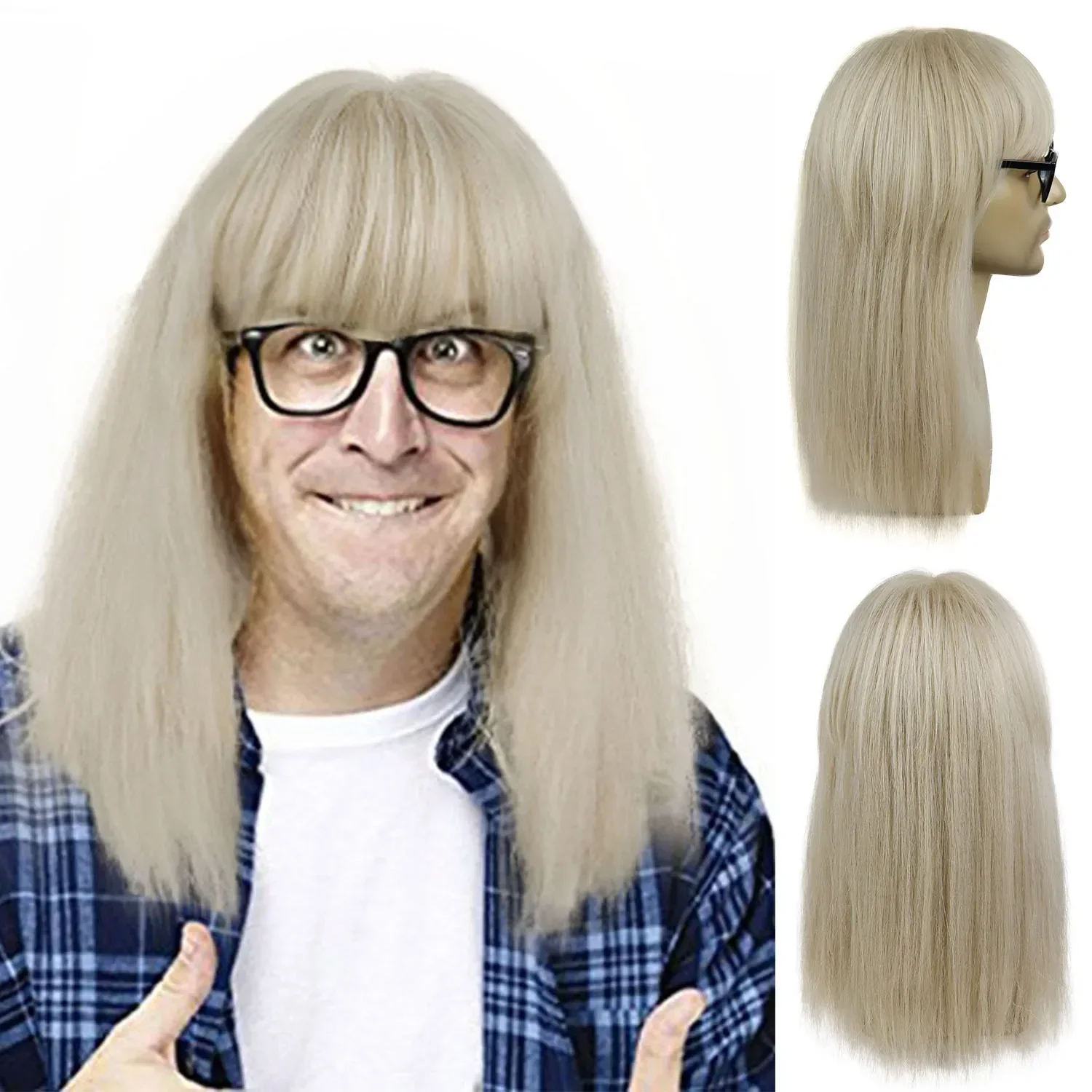 80s Heavy Metal Halloween Mullet Wig Cosplay Fancy Dress Punk Wigs Wayne's Costume Garth Wayne Wig Waynes World Garth Costume