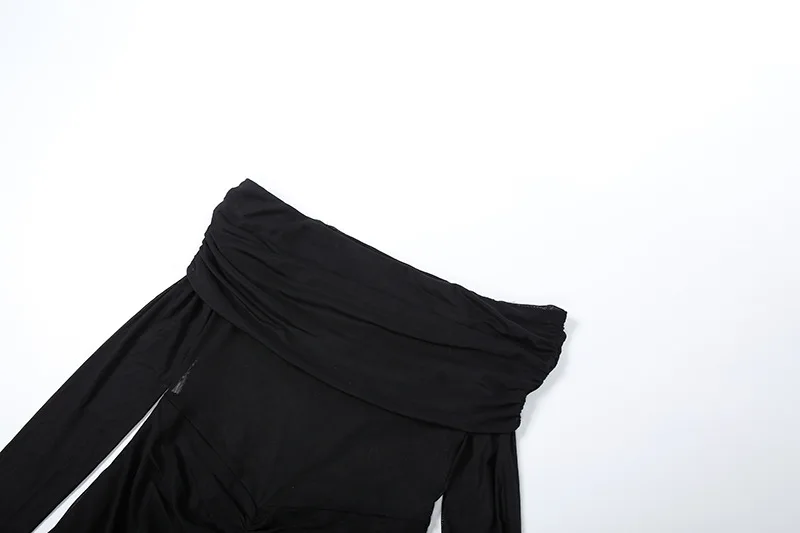 Ver através de malha retalhos ruched bodycon maxi vestido de festa feminino elegante sexy lapela fora do ombro manga cheia clubwear longo robe