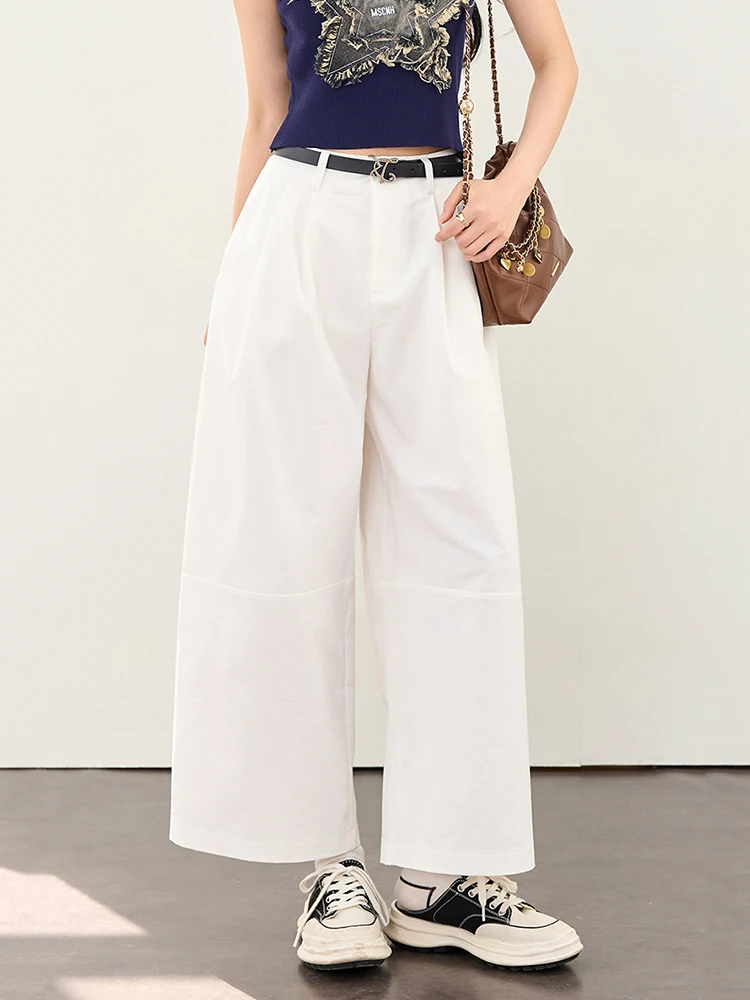 

Women's White Baggy Pants Vintage Loose Wide Leg Pants 2025 Spring Summer New Fashion High Waist Straight Trousers
