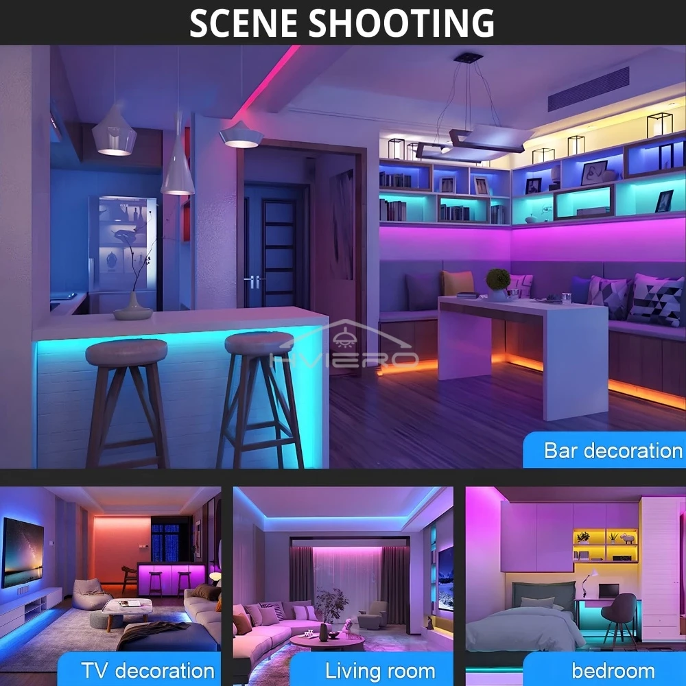 Party Atmosphere Holiday Decorations Lamp 5050 RGB 5M 10M Bedroom TV Backlights DC 12V LED Strip Lights 17/20/24/44Key Remote