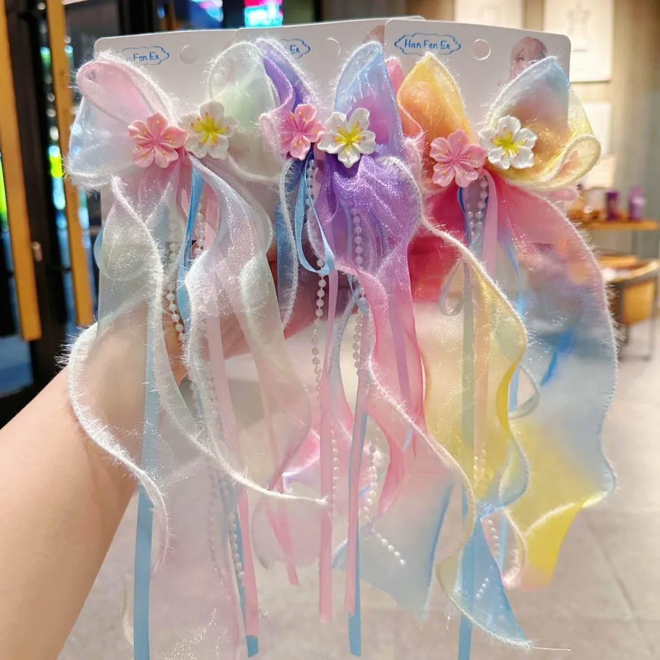 

Корейская детская плетеная заколка для волос с вышивкой, аксессуары для волос, головной убор с хвостиком принцессы для девочек, верхний зажим для детей HP01