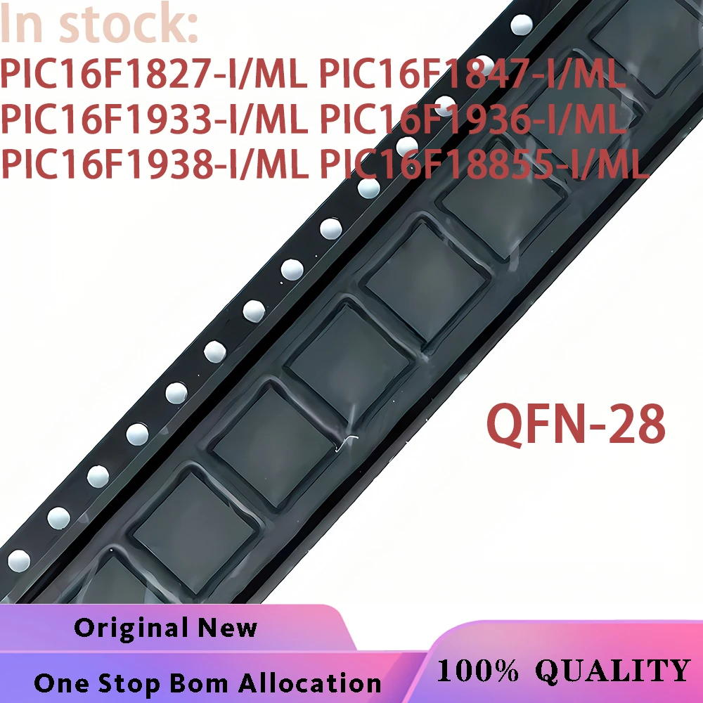 

(10PCS) 100% New PIC16F1827-I/ML 16F1847-I ML 16F1933-I ML 16F1936-I ML 16F1938-I ML 6F18855-I ML QFN-28 IC bga Chipset