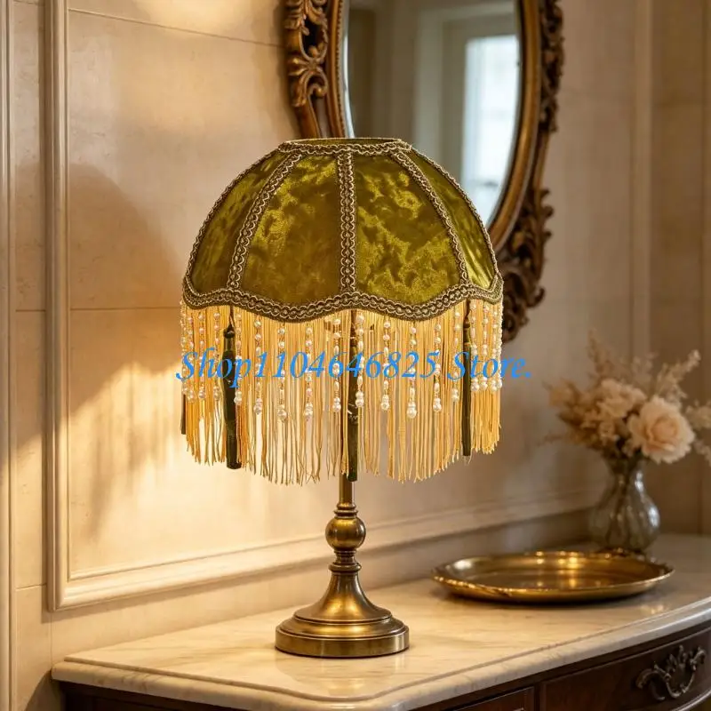 Fringe Lamp Shade with Soft Fabric Texture, Decorative Light Cover for Warm Bedroom Accent Lighting and Living Room