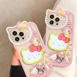 Sanrio Hello Kitty Bracket Cartoon Phone Case For iPhone 15 14 13 12 11 Pro Max X XR XS MAX 7 8 Plus vogue Girl Y2k Cute Cases