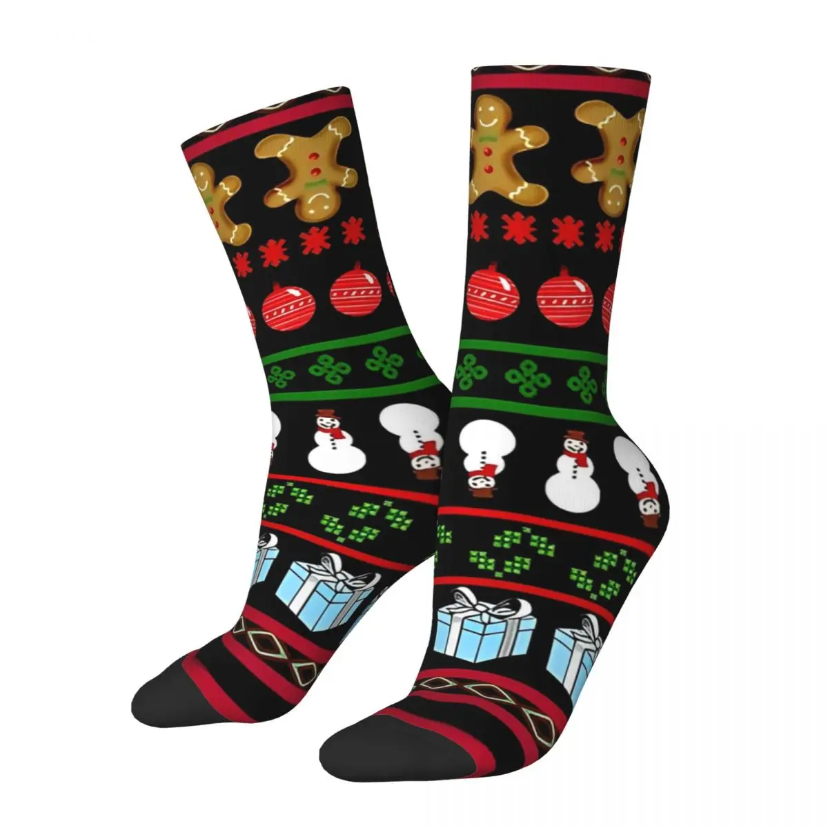 Adorable Ugly Christmas Sweater Black Background Socks Gothic Stockings Couple Breathable Running Socks Autumn Anti Skid Socks