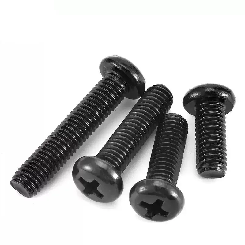 أسود M6 M8 M10 فيليبس مسمار مزلاج جولة رئيس عموم مسامير البراغي 304 موضوع الفولاذ المقاوم للصدأ المسامير #1