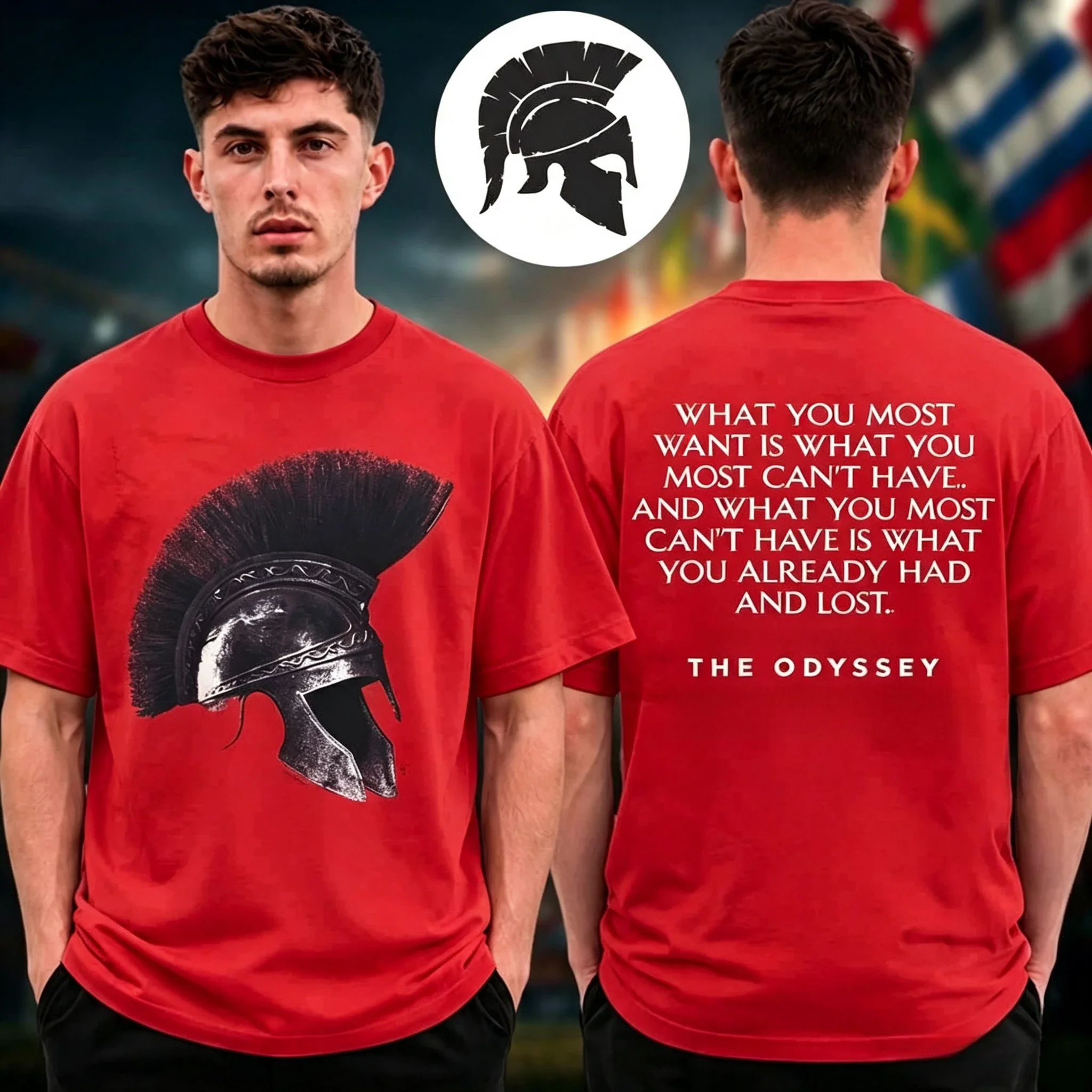 2026 Retro Spartan Helmet Print T-shirt Odyssey Christopher Nolan Movie Casual Street T-shirt for Men and Women
