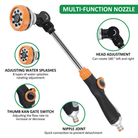 A25F-47Cm Watering Tool Garden Nozzle 180° Adjustable Car Wash Water Spray Tool 8 Patterns Spray Lawn Watering Tools