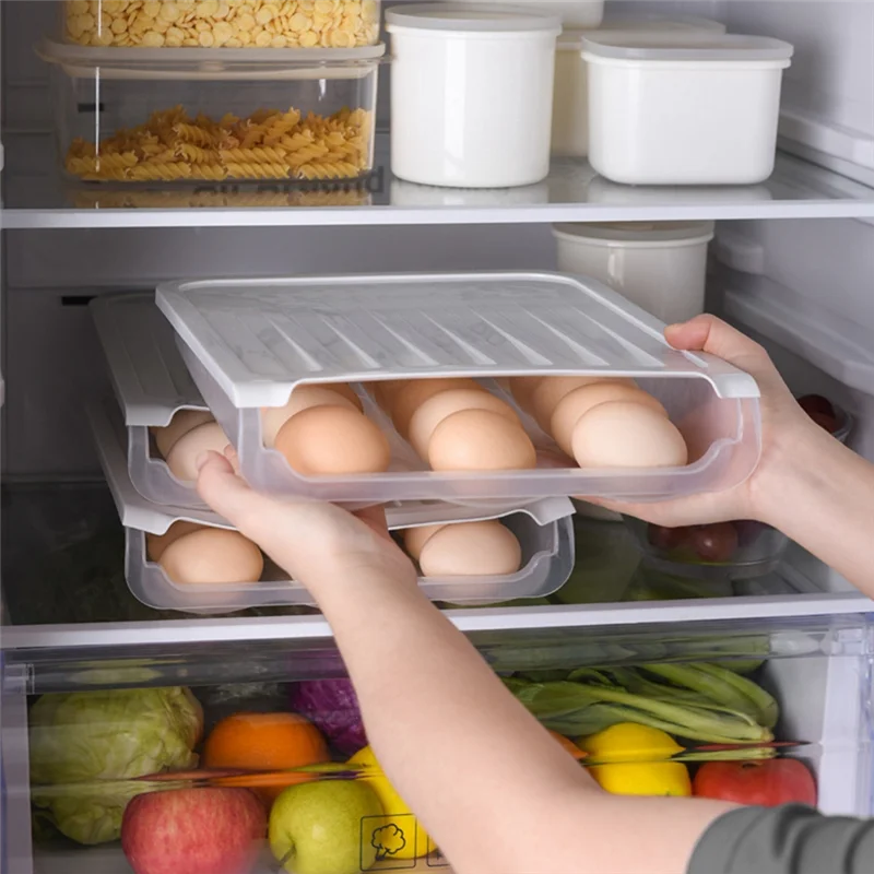 

RM-Egg Box Transparent Egg Dispenser Refrigerator Crisper Egg Basket Storage Container Kitchen Storage Box
