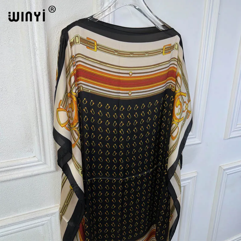 WINYI summer dresses sexy african women free size dress boho print beach wear party dresses Femme kaftan Muslim beach cover ups