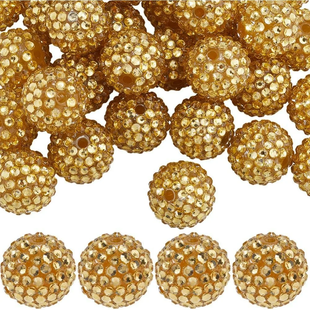 

40Pcs Rhinestone Bubblegum Beads 20mm Disco Ball Bead Bulk Round Resin Chunky Spacer Pen Bead Charms