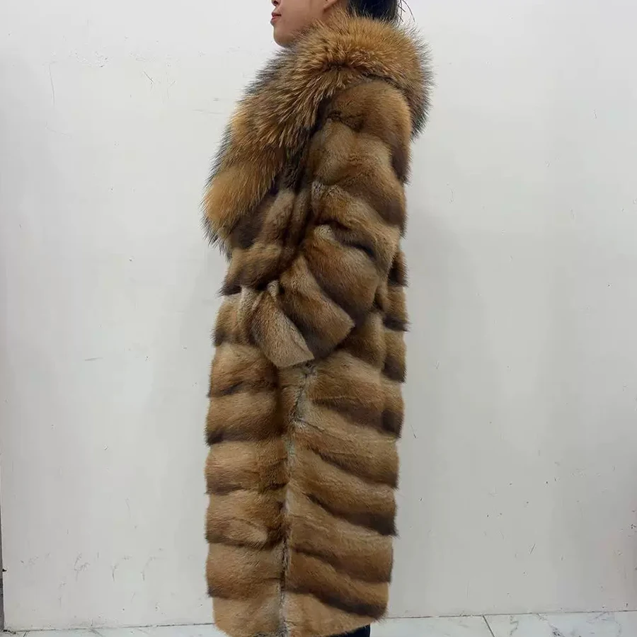Natural Muskrat Fur Winter Women Fur Coat Women Luxury Real Fur Warm Winter Jackets