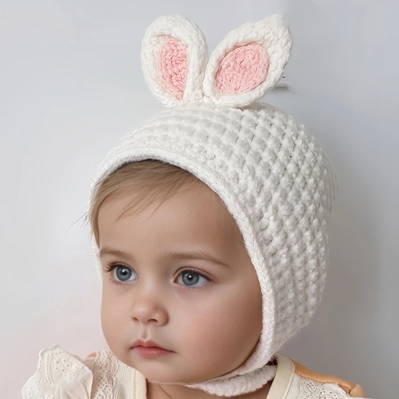 Baby Hats for Winter Toddler Earflap Hat Knit Warm Cap Infant Beanie for Baby Boys Girls Cute Rabbit Ear Hat Ear Protection Hats