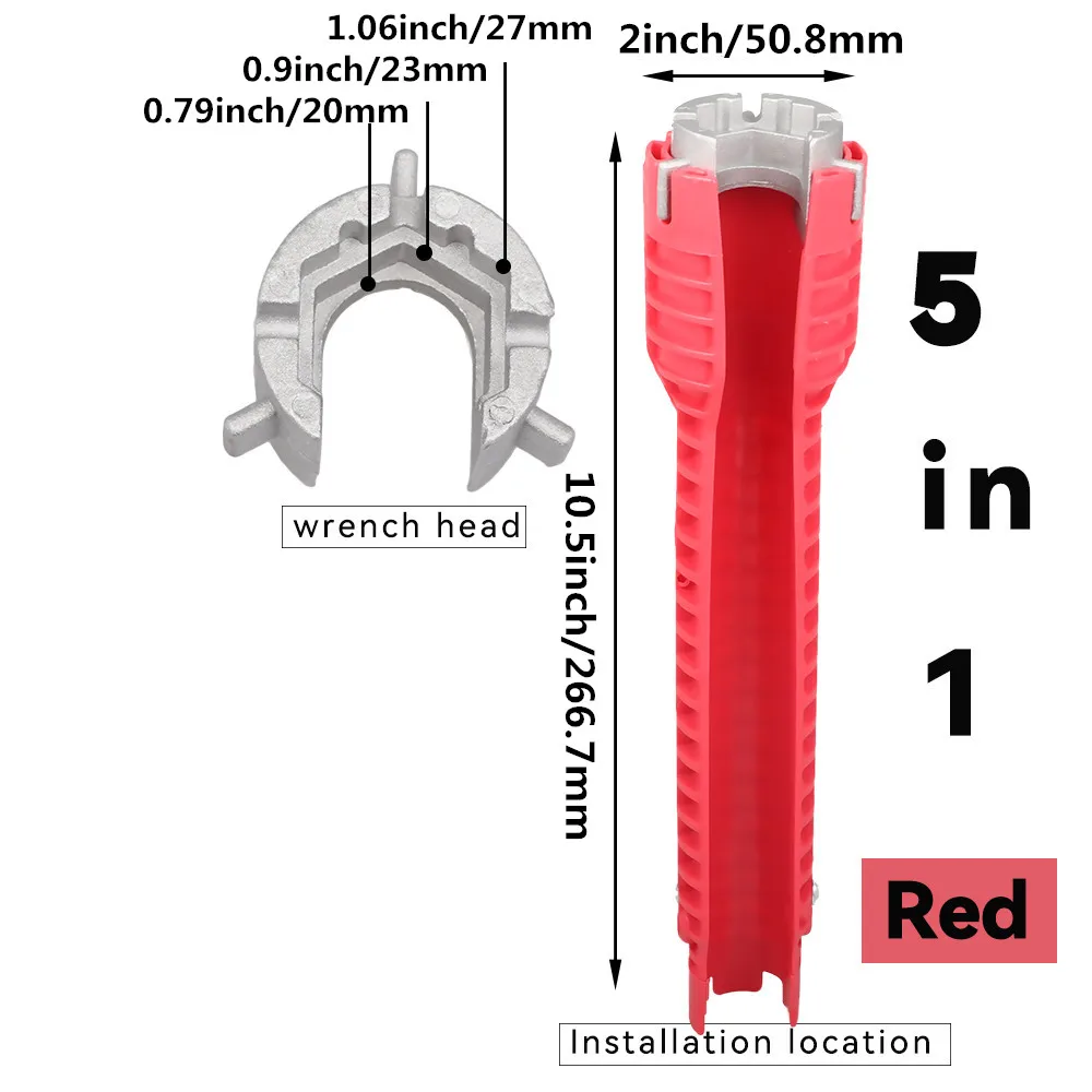 8in1/5in1 Sink Faucet Wrench Repair Tool Non-slip Kitchen Bathroom Faucet Assembly Key Plumbing Installation Wrench