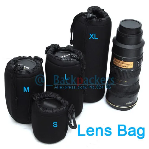 Bolsa de neopreno impermeable para lentes de cámara, bolsa suave para lentes de Canon, Nikon y Sony, S, M, X, XL, 4 unidades