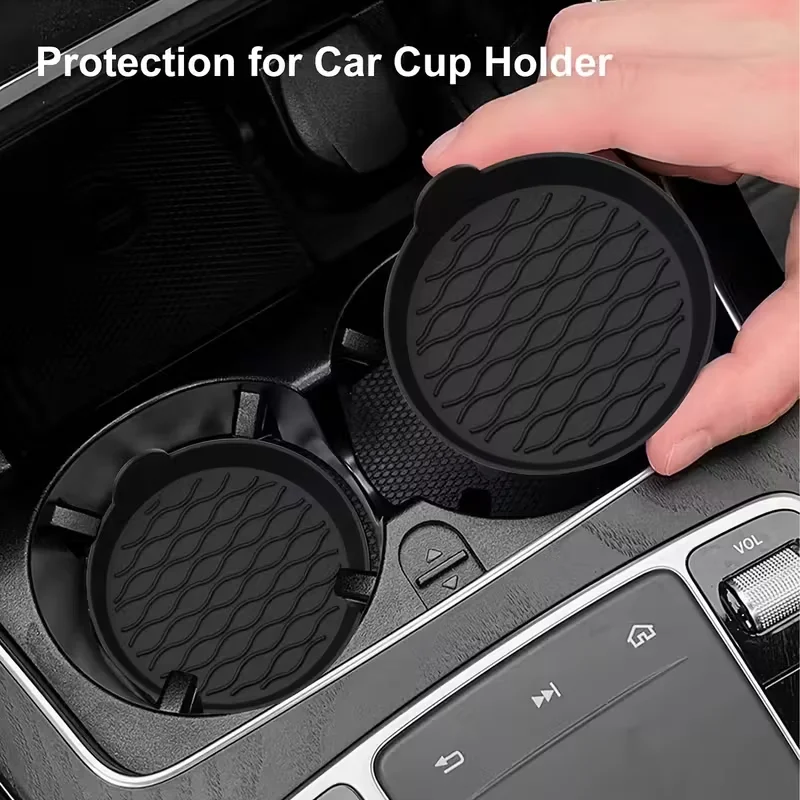 Porta-copos de carro de silicone de 2 peças – antiderrapante, resistente ao calor, acessórios interiores, opções cinza e preto