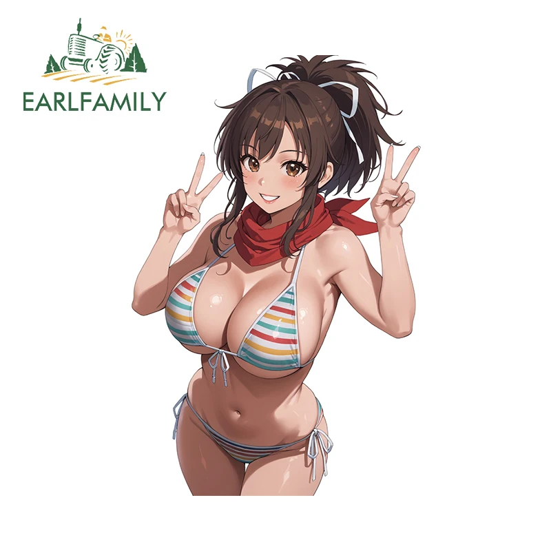 EARLFAMILY Huge Boobs Asuka Car Stickers Seductive Personality Anime Lovers Nice Decals Fashionable Computer Case Decoration