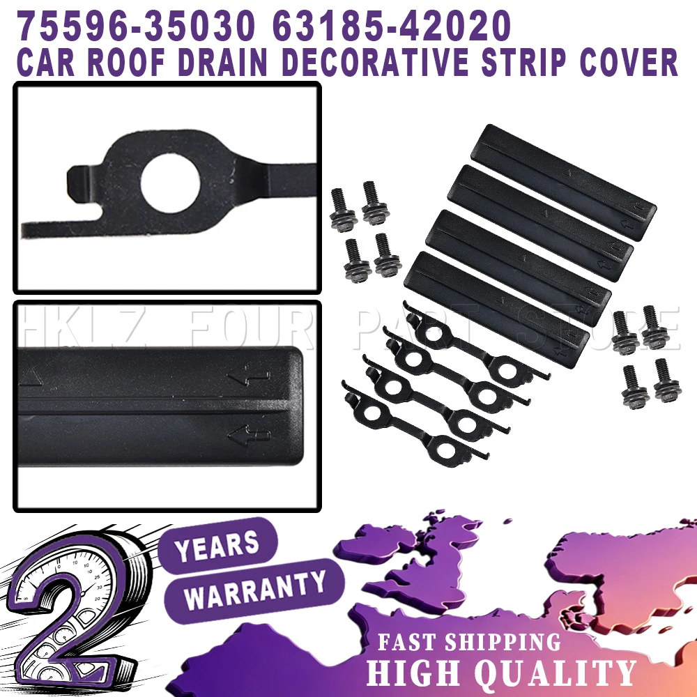 New Easy Installation car accessories For Toyota RAV4 Land Cruiser Prado 1 Set Roof drain decorative strip cover Kits Black