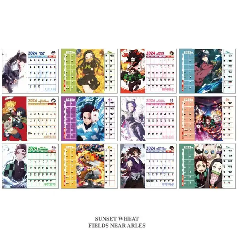 Double-Year DEMON SLAYER Calendar 2024-2025 with New Characters and Monthly Planner