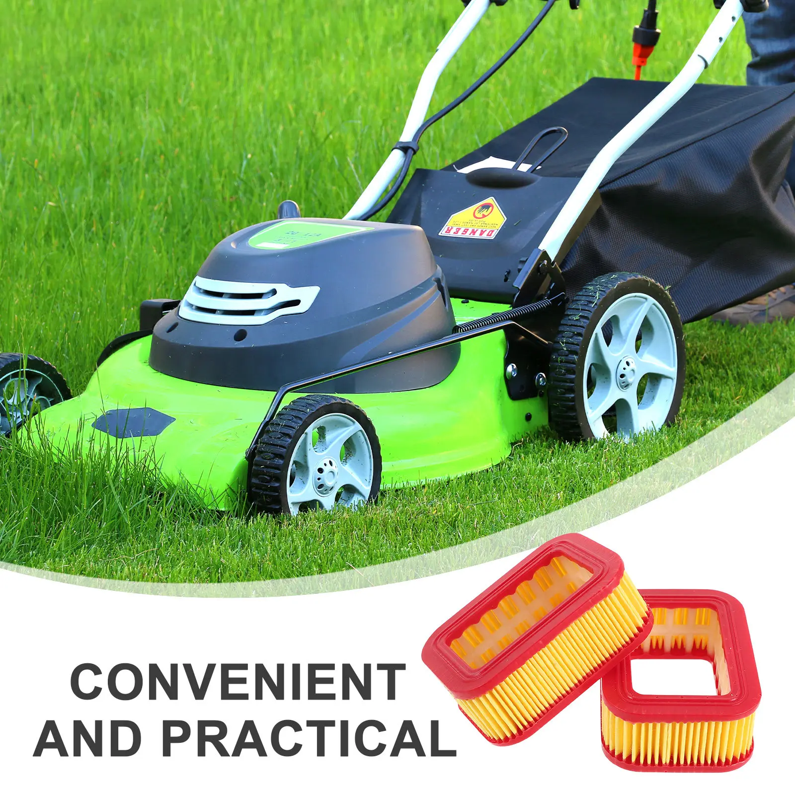 2Pcs Lawn Mower Air Filter Element Compatible with Push Trimmer Optimized Airflow Engine Protection Air Filter