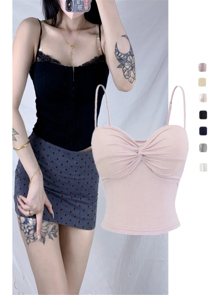 Sexy Pure Desire Anti-Light Brustpolster Ort Bal Basisschicht gefaltetes, faltiges Trägeroberteil für Damen, trendige Damenweste