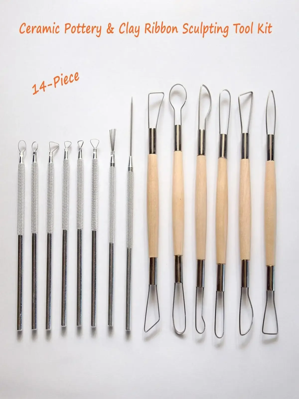 15PCS Texture Pottery Clay Tools DIY Tool Carving Clay Wood Handle Wax Craft Set Wood Knife Pottery Modeling Clay Sculpture Tool